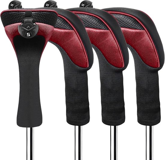Golf Club Covers - Hybride Hoesjes - Club Bescherming - Verwisselbare Nummers - 4 Stuks - Karmijnrood van Merkloos