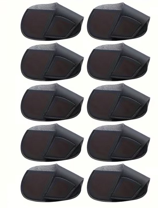 Golf Club Covers IJzer Zwart – Golf Headcover Set – Bescherming voor je IJzers - Golfclub Covers - 10 stuks - Leer - Golf Accessoires - Golf Headcovers - Golf Spullen van Merkloos