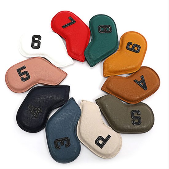 Golf Club Covers IJzers - Golfclub Covers - 10 stuks - Leer - Golf Accessoires - Golf Headcovers - Golf Spullen van Lunica Golf