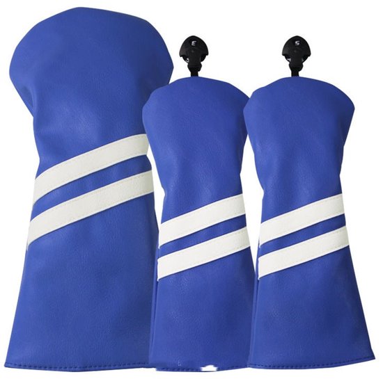 Golf Club Headcover Double - Golfclub Covers - Stripe Blauw- Headcovers-Golf Spullen- Driver, Hybride, Fairway wood van Merkloos
