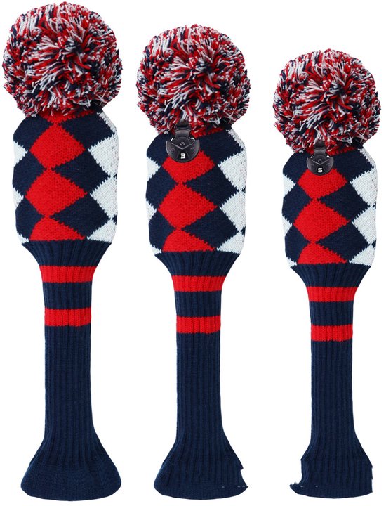 Golf Club Headcover - Golfclub Covers - Diamant Patroon- Knitted Wool - Headcovers- Golf Spullen van Merkloos