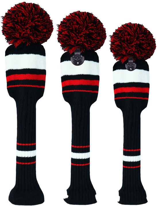 Golf Club Headcover Rood-Wit Streep-Knitted Wool - Golfclub Covers - Headcovers- Golf Spullen van Merkloos