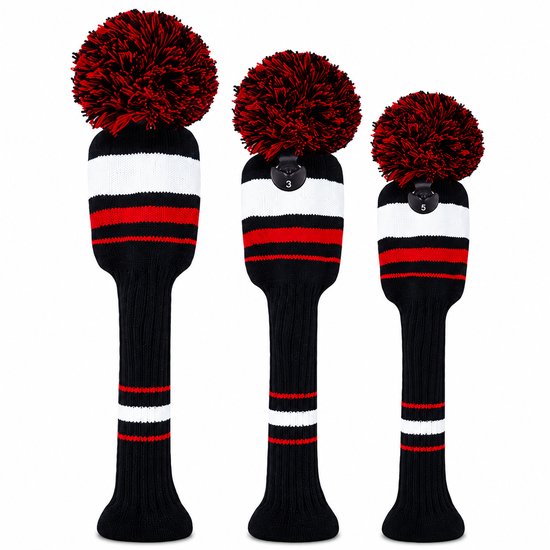 Golf Club Headcover Rood-Wit Streep-Knitted Wool - Golfclub Covers - Headcovers- Golf Spullen van GOLF