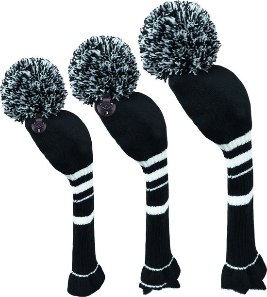 Golf Club Headcover Zwart-Wit Streep- Knitted Wool - Headcovers- Golf Spullen van Nordrisk