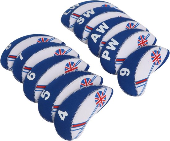 Golf Club Hoesjes - Ijzer Beschermers - Club Bescherming - Neopreen Materiaal - Set van 10 - Blauw van GOLF
