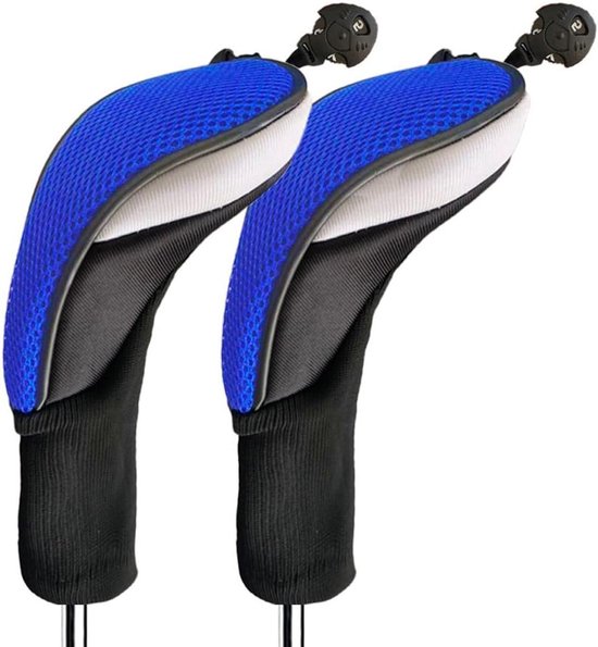 Golf Club Hoezen - Hybride Hoofddeksels - Club Bescherming - Verwisselbare Nummers - 2/3/4 Stuks - Blauw Gestreept van GOLF