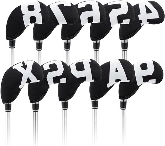Golf Club Hoofd Covers - IJzeren Headcovers Wiggen - Golf Sport Bescherming - Waterdicht Neopreen Materiaal - 10 stuks/set - Grijs van GOLF