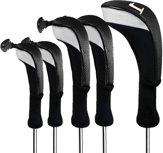 Golf Club Hoofddeksels - Golf Club Covers - Clubs Beschermen - Verwisselbare Nummers - 3 Stuks Set - Zwart van GOLF