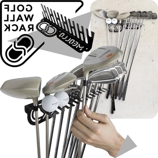 Golf club organizer display rack van 100% staal (zwart) met ruimte voor al jouw clubs. golf net
