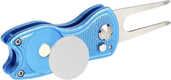 Golf Divot Repair Tool - RVS - Golf Pitchfork - Opvouwbaar - Lichtgewicht - Draagbaar - Antislip - Golf Putting Fork - voor Outdoor Golfbaan - Blauw van AXIWI