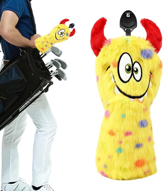 Golf Driver Hoes - Pluche Clubbeschermer - Golf Club Bescherming - Grappig Monster Design - 20 cm - Gevlekt van GOLF