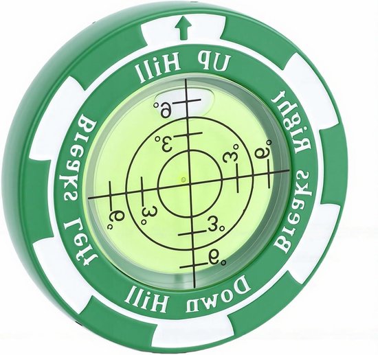 Golf Green Reader - Golfbal Marker - Helling Meten - Ingebouwde Waterpas - 0.7 cm dikte - Groen