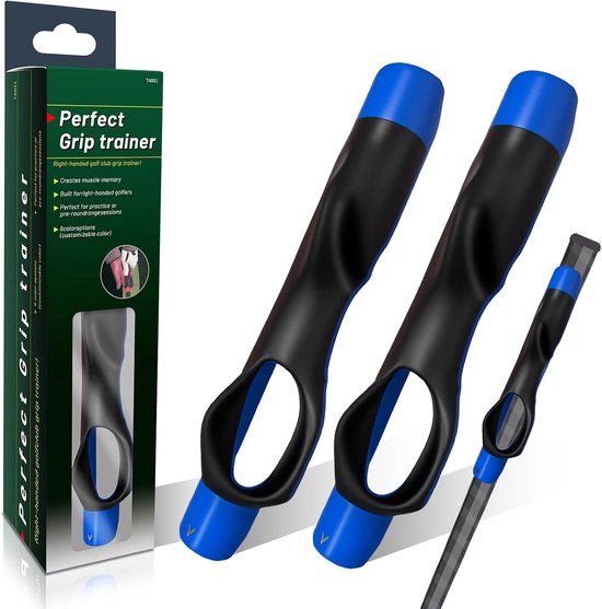 Golf Grip Trainer - Set van 2 - Handpositie Correctie & Spiergeheugen - Voor Rechtshandigen - Geschikt voor Golfclubs, Driving Range & Beginners - Golf accessoires - Zwart & Blauw