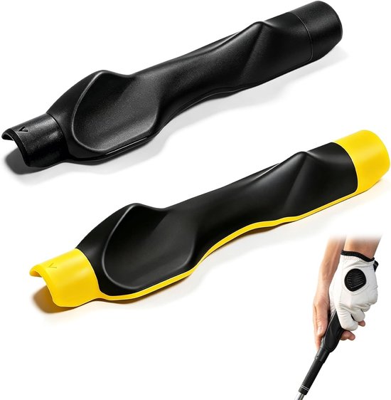Golf Grip Trainingshulpmiddel - 2 stuks - Correctie Greep Trainer - voor Juiste Golfstick Greep - zwart - geel