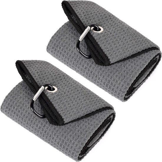 Golf Handdoek - Microfiber Doek - Golfbaan Accessoire - Wafelpatroon Reiniging - 40x53 cm - Donkergrijs