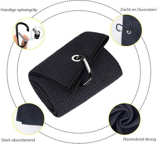 Golf handdoek - Snel drogend - Met handige haak van LifeGoods