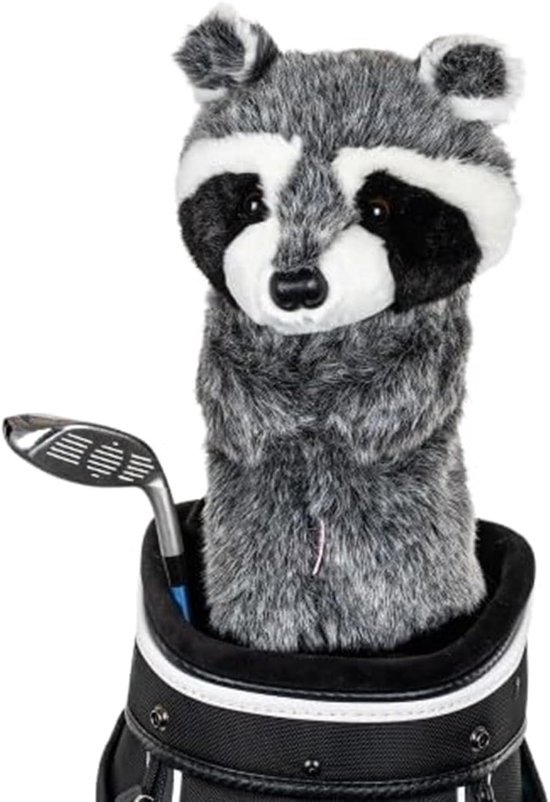 Golf Headcover - Club Beschermer - Golfclub Beschermen - Wasbeer Dierenprint - Tot 460cc - Grijs Wit Zwart