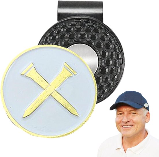 Golf Hoed Clip - Ball Marker Accessoire - Golf Markeren - Duurzaam Metaal - 8 x 5 cm - Zwart
