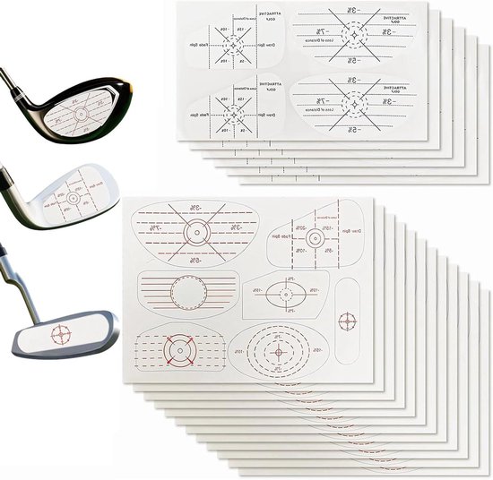 Golf Impact stickers set voor golfswingtraining - 108 stuks - met tape voor ijzers en houten putter - verbeter nauwkeurigheid en afstand