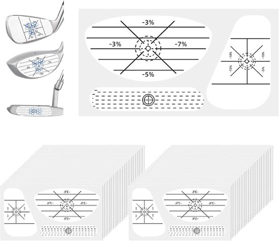 Golf Impact Tape voor Zelfonderwijs, 120 Stuks voor Analyse van Sweet Spot en Schotconsistentie, Verbeter Nauwkeurigheid en Afstand bij Hout, IJzer en Putter