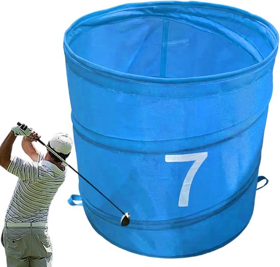 Golf Oefen Emmer - Sport Trainingsapparatuur - Bal Spel Verbeteren - Draagbaar Opvouwbaar Ontwerp - 30x30x30 cm - Blauw