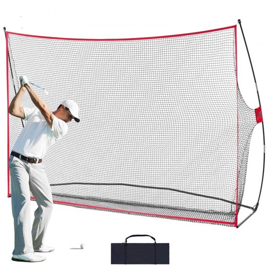 Golf Oefen- en Trainingsnet - Driving Range Golfnet - 329 x 217 cm - Binnen & Buiten - Draagbaar - Glasvezelframe - Inclusief Draagtas
