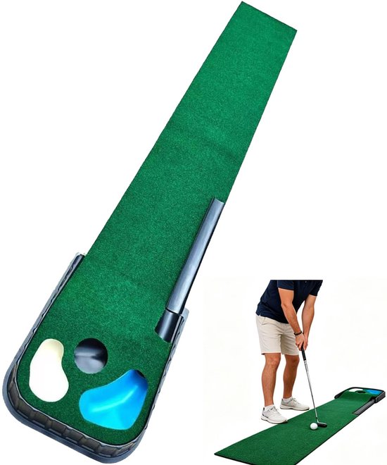 Golf Oefen Putting Mat - mat Automatisch Bal Terugvoersysteem - Minigolf Oefenmat voor Thuis of op Kantoor - Golfcadeau voor Binnen en Buiten