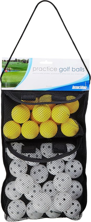 Golf Oefenballen - 32 Stuks - Foam & Kunststof Trainingsballen - Voor Binnen en Buiten - Inclusief Opbergnet