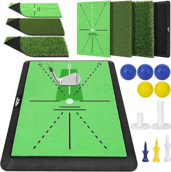 Golf Oefenmat 3-in-1 voor Swing Pad Feedback - Fairway, Rough & Putting Training Mat met Antislip Rubberbasis, Perfecte Cadeaus voor Golfliefhebbers