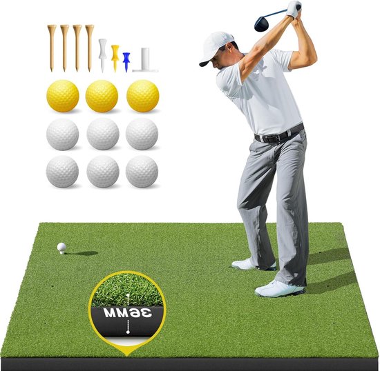 Golf Oefenmat - Golfmat Golfslagmat - Golfslag Oefenen - Duurzaam Kunstgras - 122 x 152 cm - Groen
