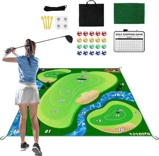 Golf Oefenmat - Golfmat Turf - Golfvaardigheden Verbeteren - Dubbelzijdige Oefenmat - 180x150cm - Groen van GOLF