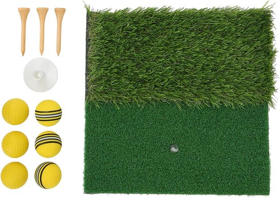 Golf Oefenmat - Trainingspad - Swing Verbeteren - Dubbel Gras Oppervlak - 30x30 cm - Groen