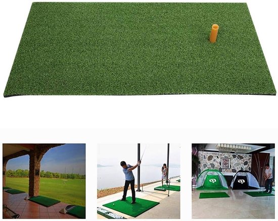 Golf Oefenmat voor Binnen en Buiten, Ideaal voor Swing Training, Inclusief Rubber Golftee en Trainingsnet, 61x31x1.5 cm, 424.5 g