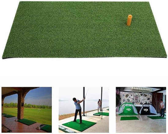 Golf Oefenmat voor Golfswing en Binnen- en Buitenoefeningen - 61x31x1.5cm - Met Rubberen Tee - Golftrainingsnet - Duurzaam en Handig