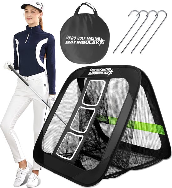 Golf Oefennet - Golf Chipping Net - 2-in-1 Trainingsnet - 76 x 76 cm - Golfnet voor Achtertuin - Driving & Chipping Praktijk - Golf Accessoires - Indoor & Outdoor - Cadeau voor Mannen - Draagbaar & Opvouwbaar - Golf Training - 1 Stuk van Merkloos