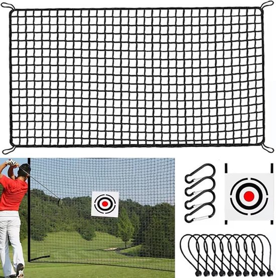 Golf Oefenset voor Tuin en Garage, Inclusief 10 Ballen en 3 x 6 m Tarp, Versterkt Net met 2.5 cm Mesh, Ideaal voor Impact Training en Verbeteren van Swing Techniek