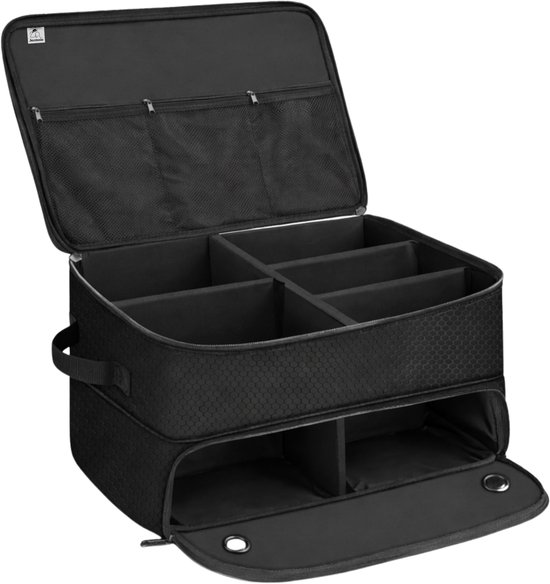 Golf Organizer Tas voor Kofferbak – Golf Accessoire Opbergbox met Schoenenvak – Waterafstotende Golf Opbergtas met Verstelbare Vakken – Golf Cadeau voor Heren & Dames – Zwart van Merkloos