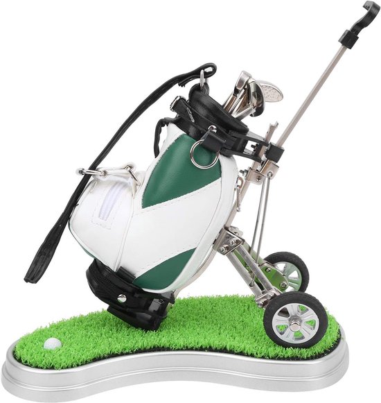 Golf Pen Set - Bureau Decoratie - Bureau Organiseren - Mini Golf Tas - 3 Pennen - Groen Wit