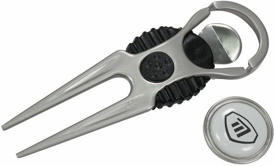Golf Pitchfork - Divot Reparatie Tool - Baanonderhoud - Keramische Punt - Ergonomische Grip - Zilver van GOLF