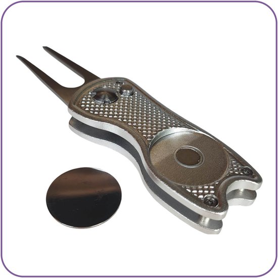 Golf Pitchfork - Golf Accessoires - Metaal + Marker Zilver van Merkloos