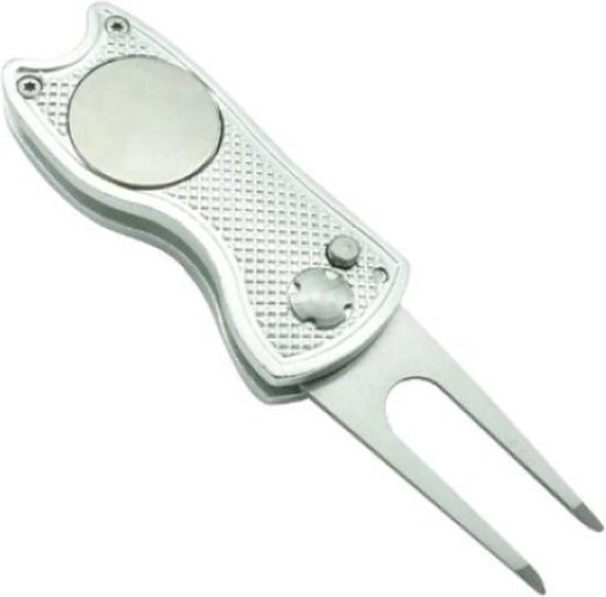Golf Pitchfork - Green Tool - Green Reparatie - Opvouwbaar Ontwerp - 11.5 cm - Zilver van GOLF