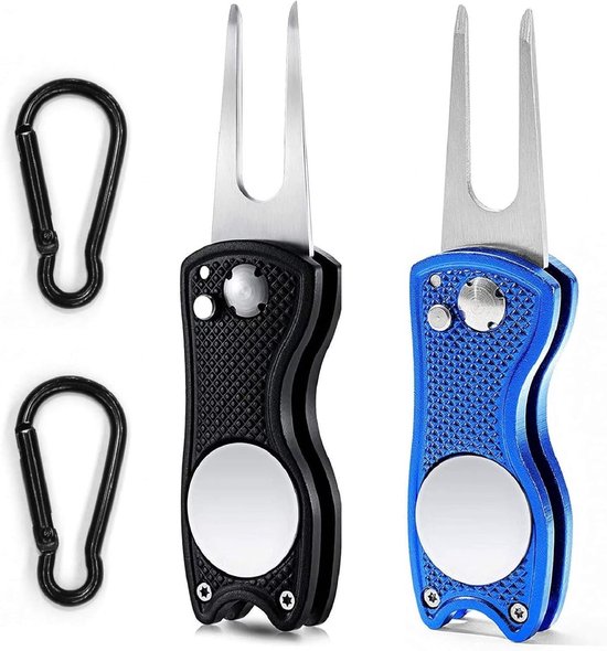 Golf Pitchgabel Set van 2, Vouwbare Switchblade voor het Repareren van Divots, Golfaccessoires in Aluminium