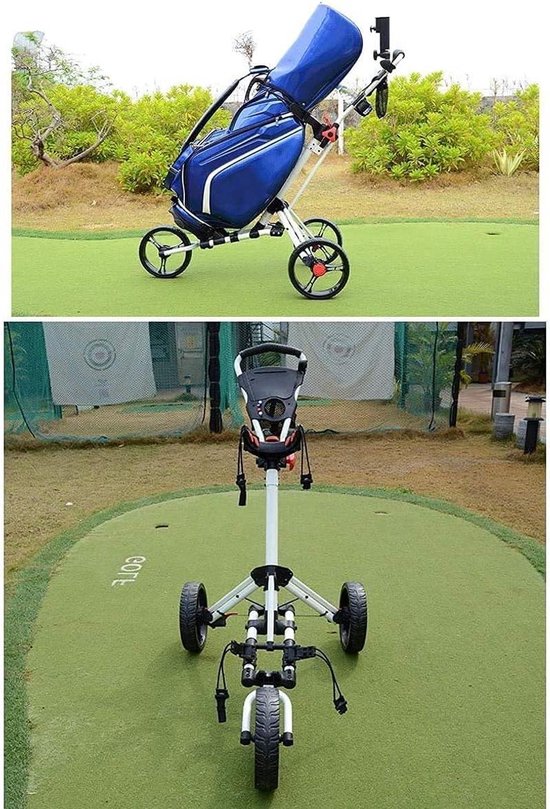 Golf Push Cart - Golftrolley Clubkar - Golfen Baan - Opvouwbaar Lichtgewicht - 162 cm - Zwart