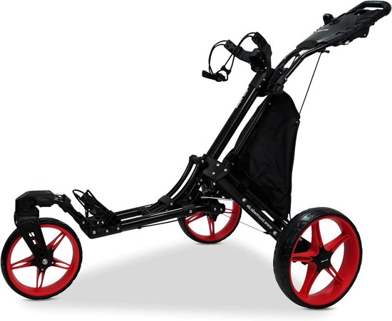 Golf Push Trolley - 3-wiels Trolley - Golfen Ondersteunen - Inklapbaar Mechanisme - 6.8 kg - Zwart-Rood