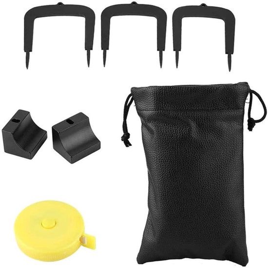 - Golf Putter Kit - Aluminium - Putting Doel Gate - 3 Doel Gate - Base - Opslag Zakje - Meetlint - Geschikt voor golf - Zwart met rode accenten - Complete set voor golf putting training met doelen en accessoires