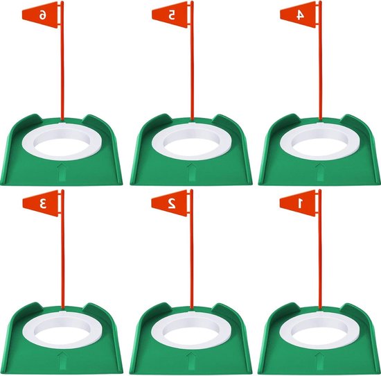 Golf Putting Cups - Oefen Set - Golfvaardigheid Verbeteren - Met Vlaggen - 6 Stuks - Groen