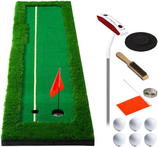 Golf Putting Mat - Indoor Trainer - Golf Vaardigheden Verbeteren - Realistisch Gras Oppervlak - 300 x 50 cm - Groen