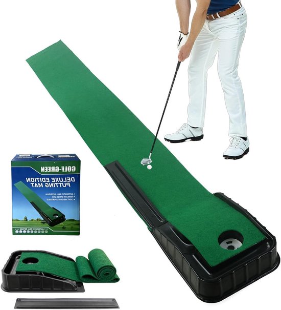 Golf Putting Mat met Automatische Ball Terugkeer, 220cm Indoor Oefenmat voor Putting, Ideaal voor Thuis en Kantoor, Verbeter je Golfvaardigheden en Precisie