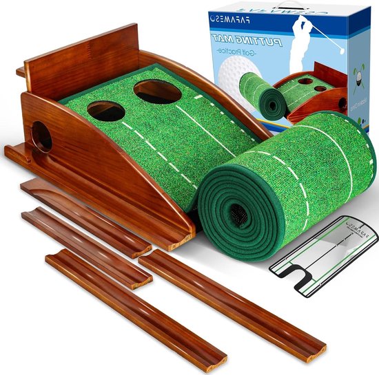 Golf Putting Mat - Oefenmat Golf - Binnen Trainen - Automatische Bal Retour - Opvouwbaar - Groen