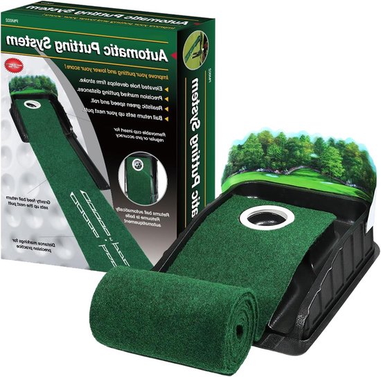 Golf Putting Mat - Oefenmat Golf - Putting Trainen - Met Baffle - 259 cm - Groen Zwart van GOLF